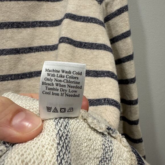 Coldwater Creek Crewneck Sweatshirt 100% Cotton Cream Stripe Women sz XL 16 - Picture 6 of 8